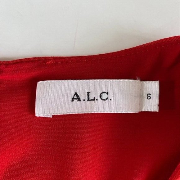 A.L.C. Women's Ann Top Size 6 Red Crepe Peplum Back Zipper Valentines Holidays - Picture 8 of 12